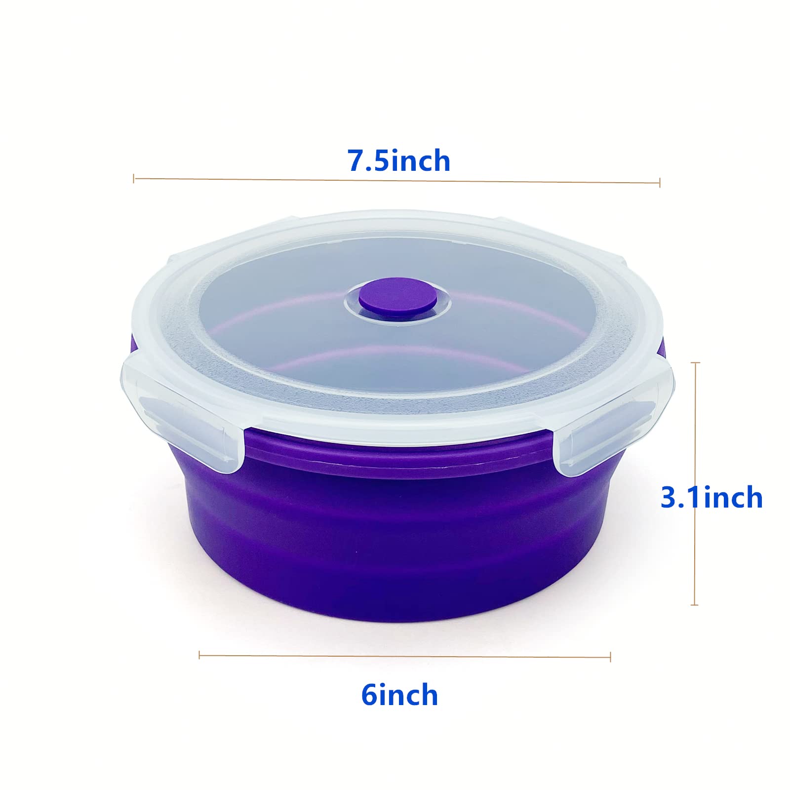 Lunbengo 1200Ml Large Camping Bowl With Foldable Spoon, Collapsible Bowl With Lid, Silicone Bento Box, For Travel Camping Meal P